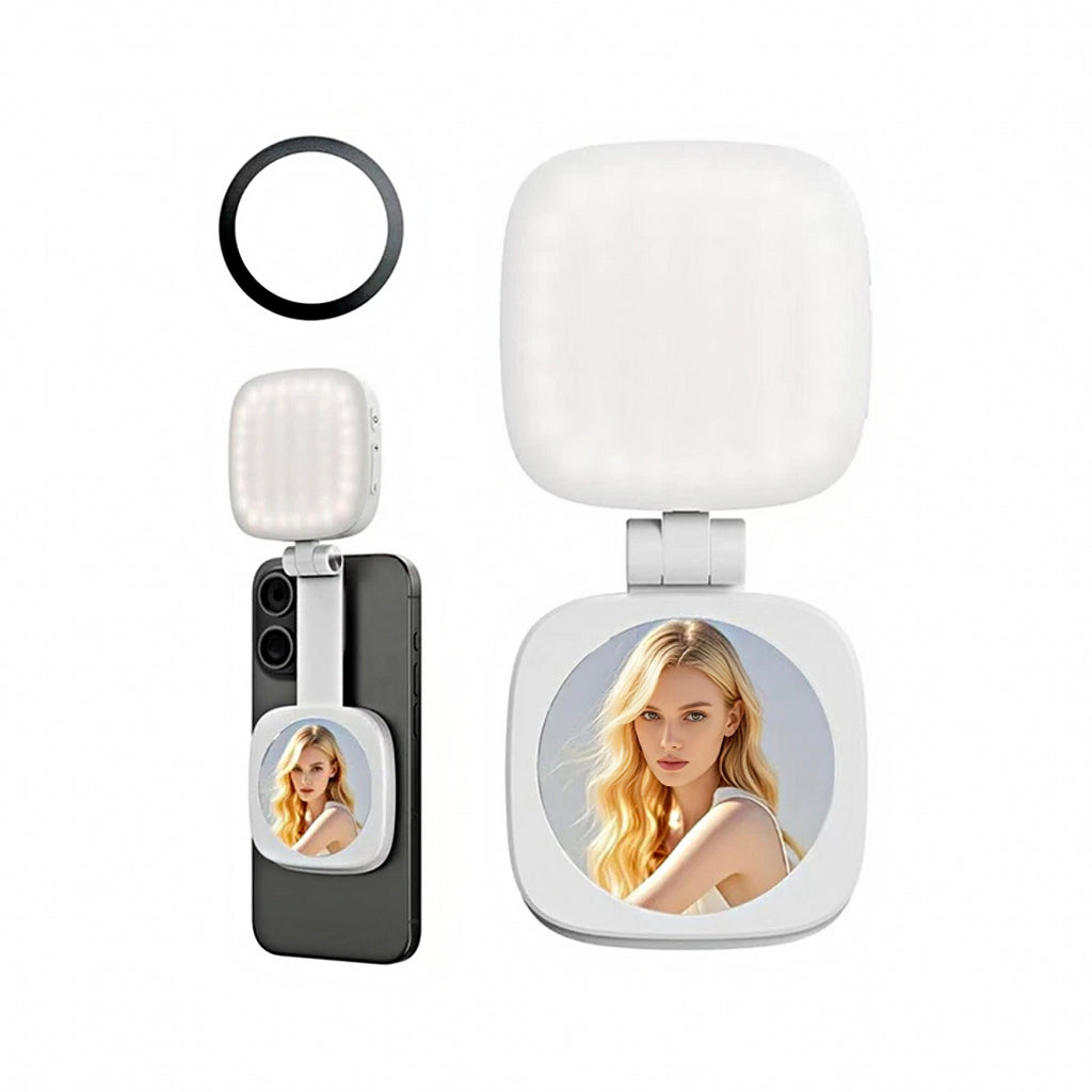 Magnetic Phone Selfie Light with Makeup Mirror